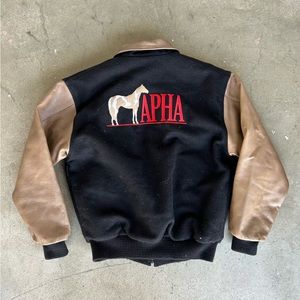 Vintage wool and leather horse jacket